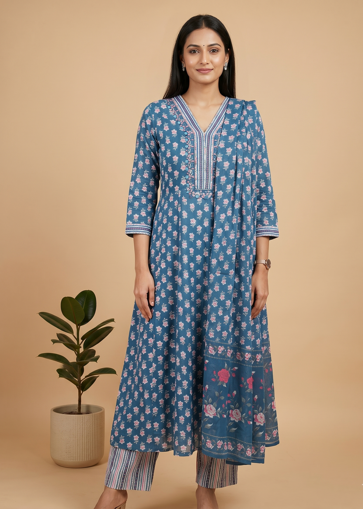 Blue Fella Anarkali suit set