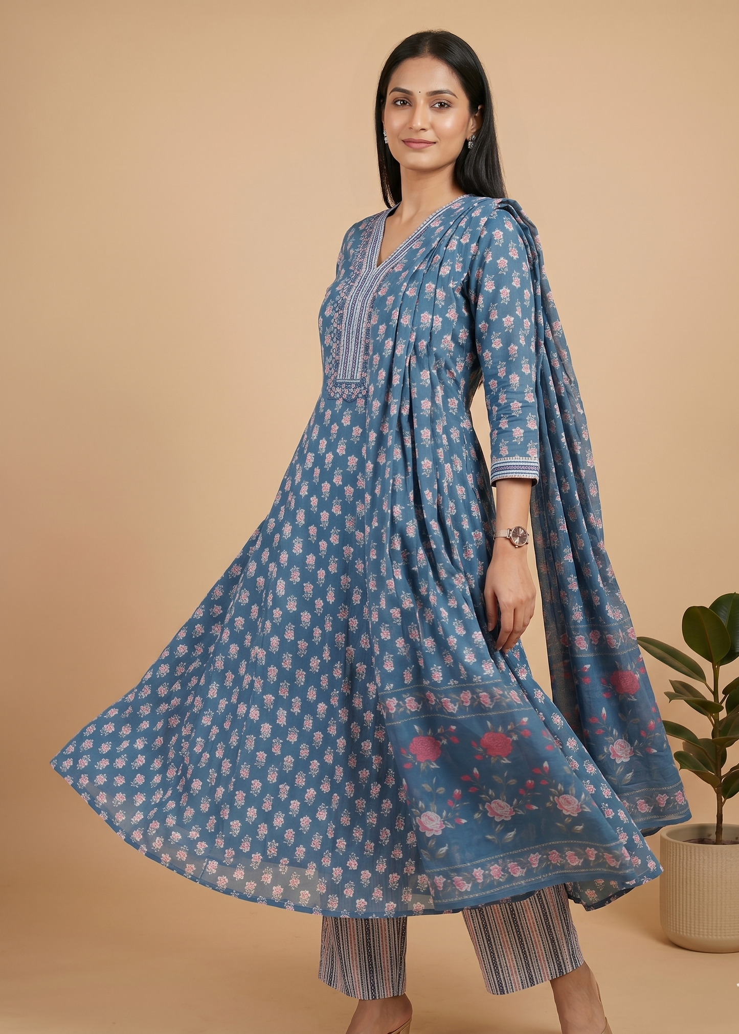 Blue Fella Anarkali suit set
