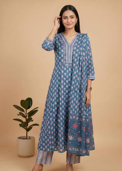 Blue Fella Anarkali suit set