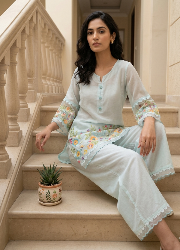 Blue Ethnic Co-Ord Set for Women