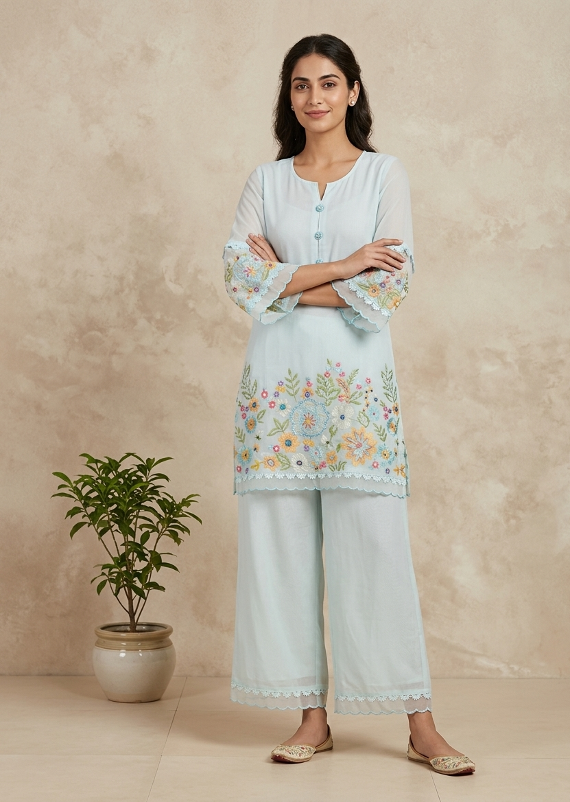 Blue Ethnic Co-Ord Set for Women