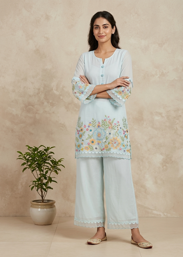 Blue Ethnic Co-Ord Set for Women