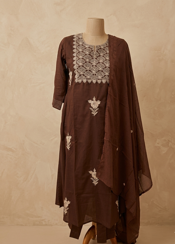 Brown Rishika Cotton Suit set - Set of 3