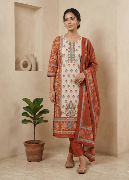 Charvi Orange Cotton Suit Set - NEW ARRIVAL