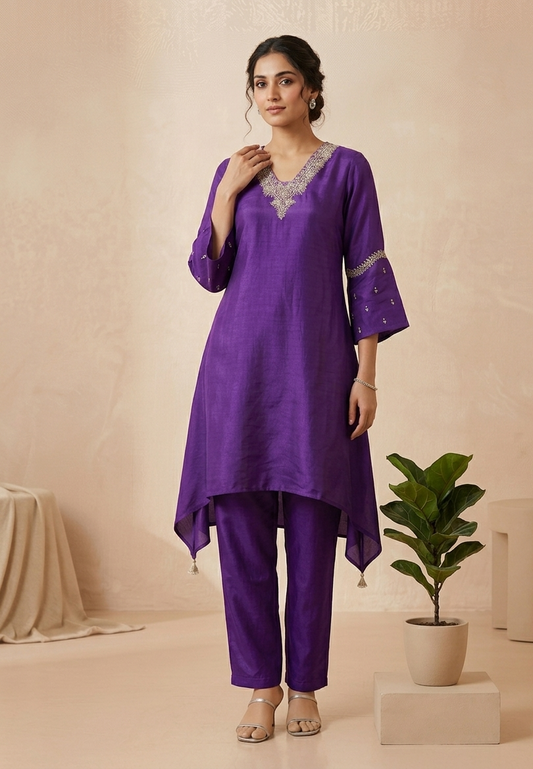Purple Vidhya Crepe Co-Ord set