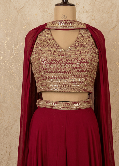 Libni Red Crop Top Set