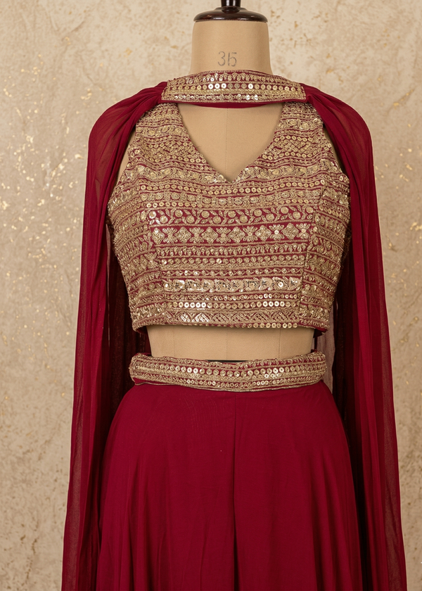 Libni Red Crop Top Set
