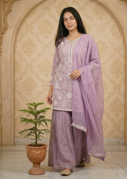 Lavender Sharara Farah with Duppata