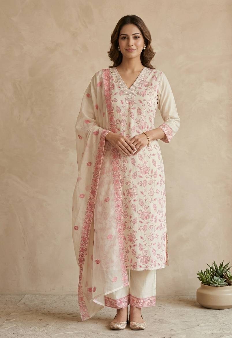 Gargi Offwhite Straight Suit Set With Duppata