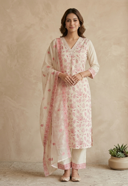 Gargi Offwhite Straight Suit Set With Duppata