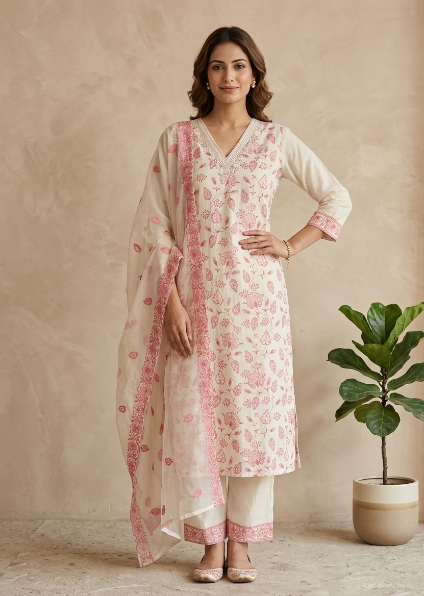 Gargi Offwhite Straight Suit Set With Duppata