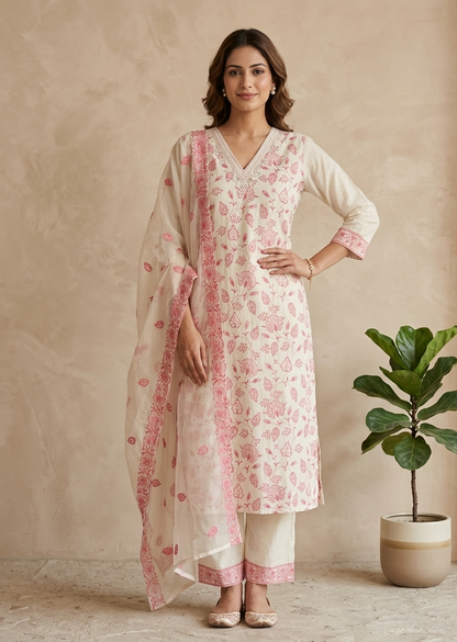 Gargi Offwhite Straight Suit Set With Duppata