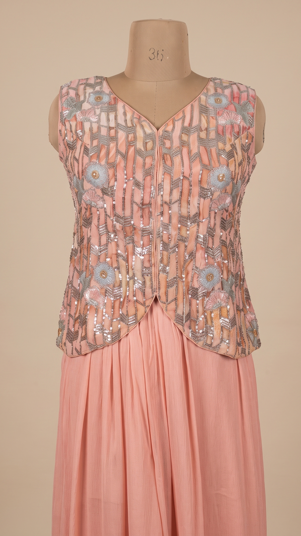 Dusty Pink Sharara Three Piece Set
