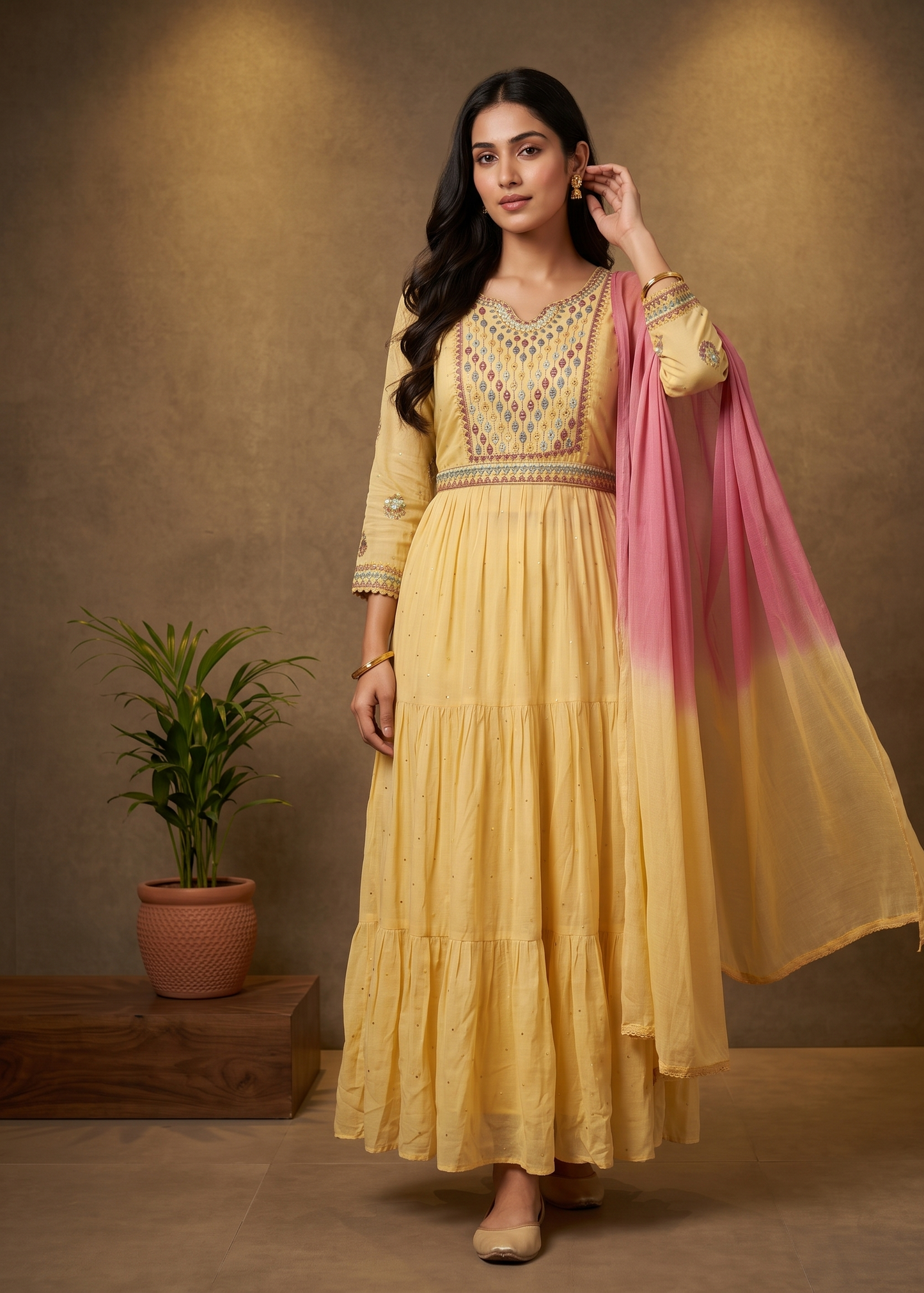 Yellow Nyra Cut Mulcotton Suit set - set of 3
