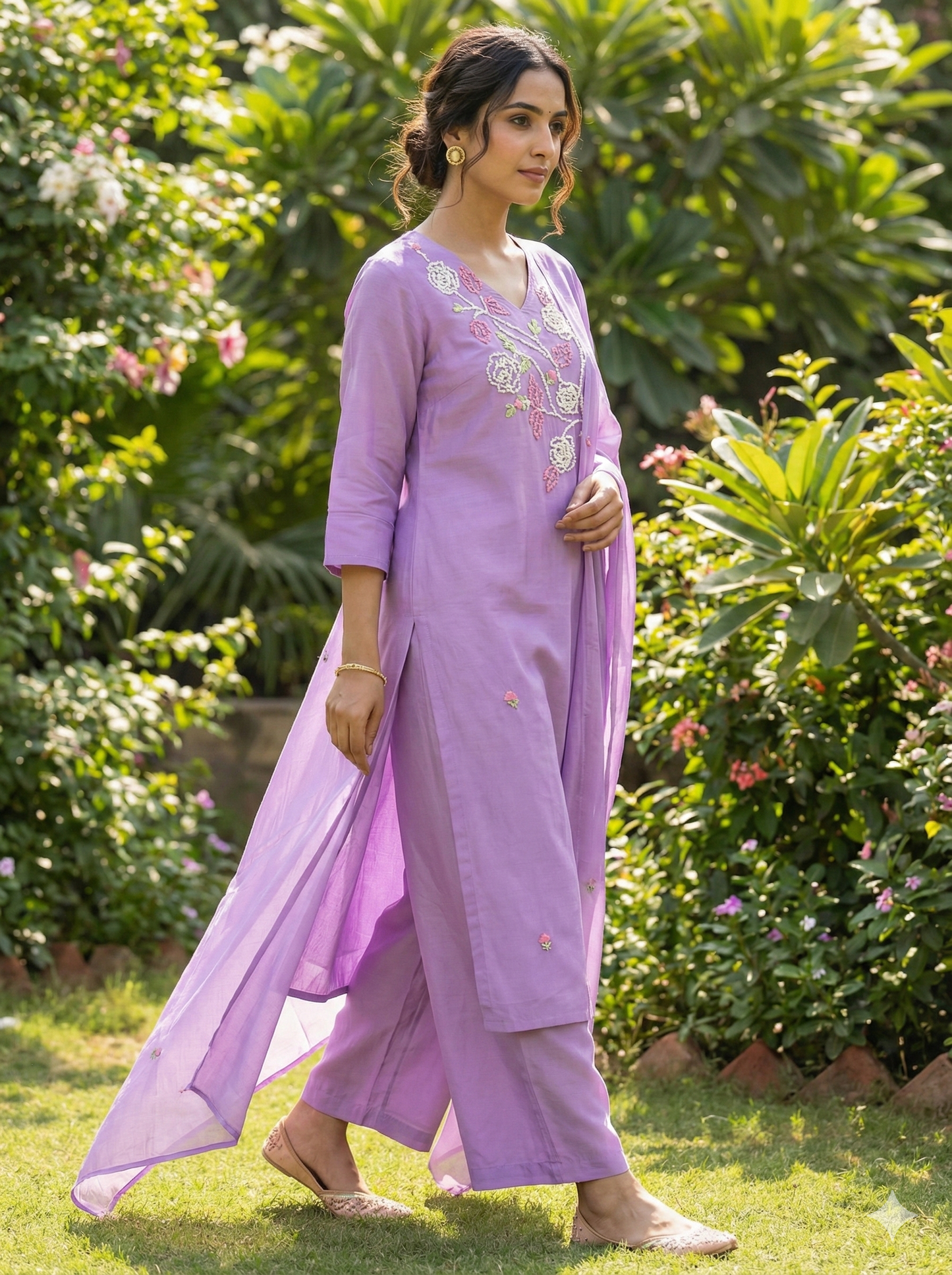 Lavender Ridhva Muslin Suit set - Set of 3