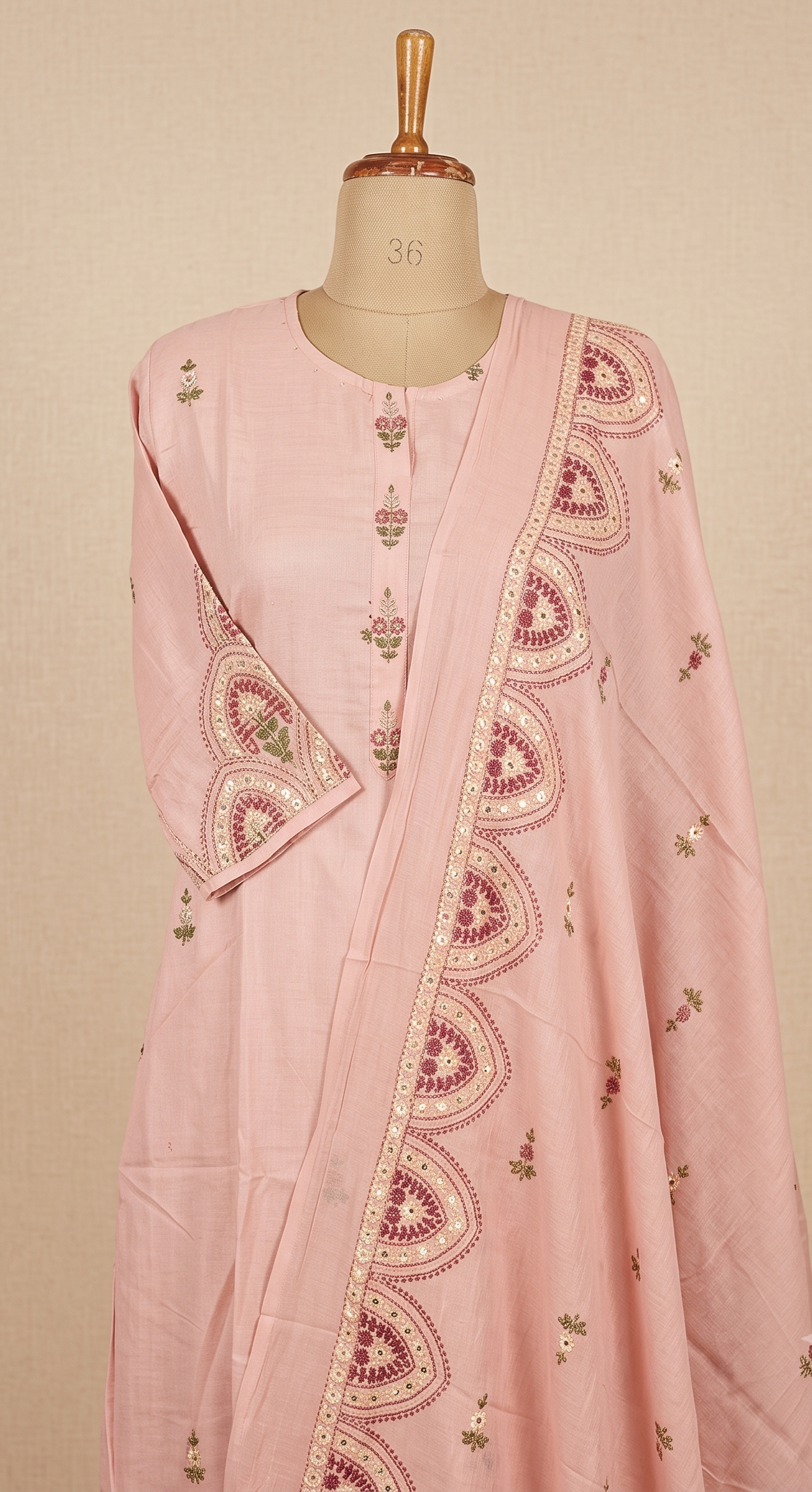Blush Pink Kirya Mul Cotton Suit Set With Dupatta