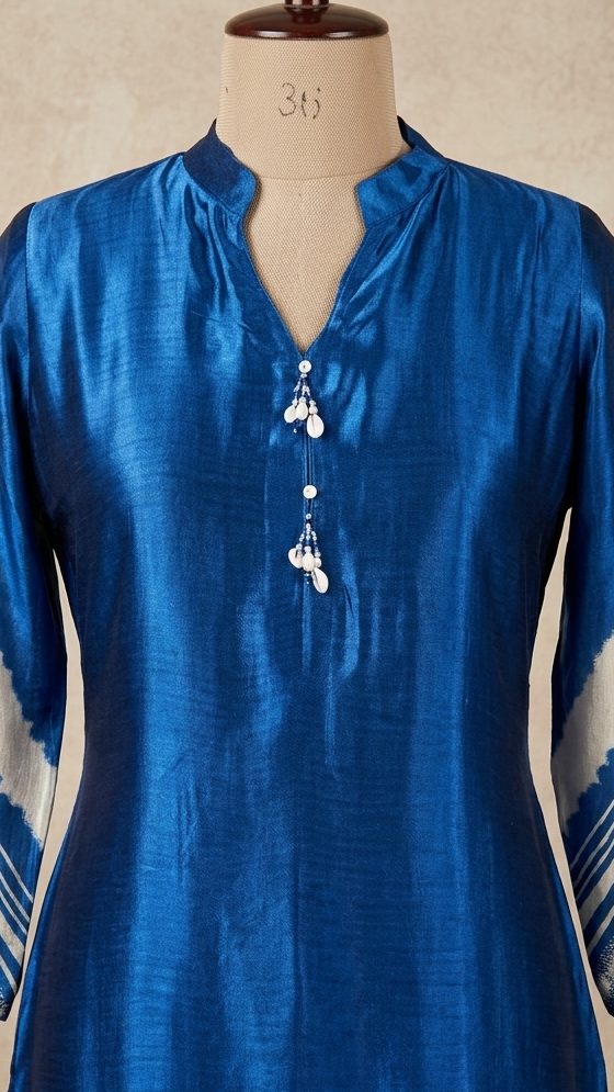 Royal Blue Gajji Silk Kurta And Bottom