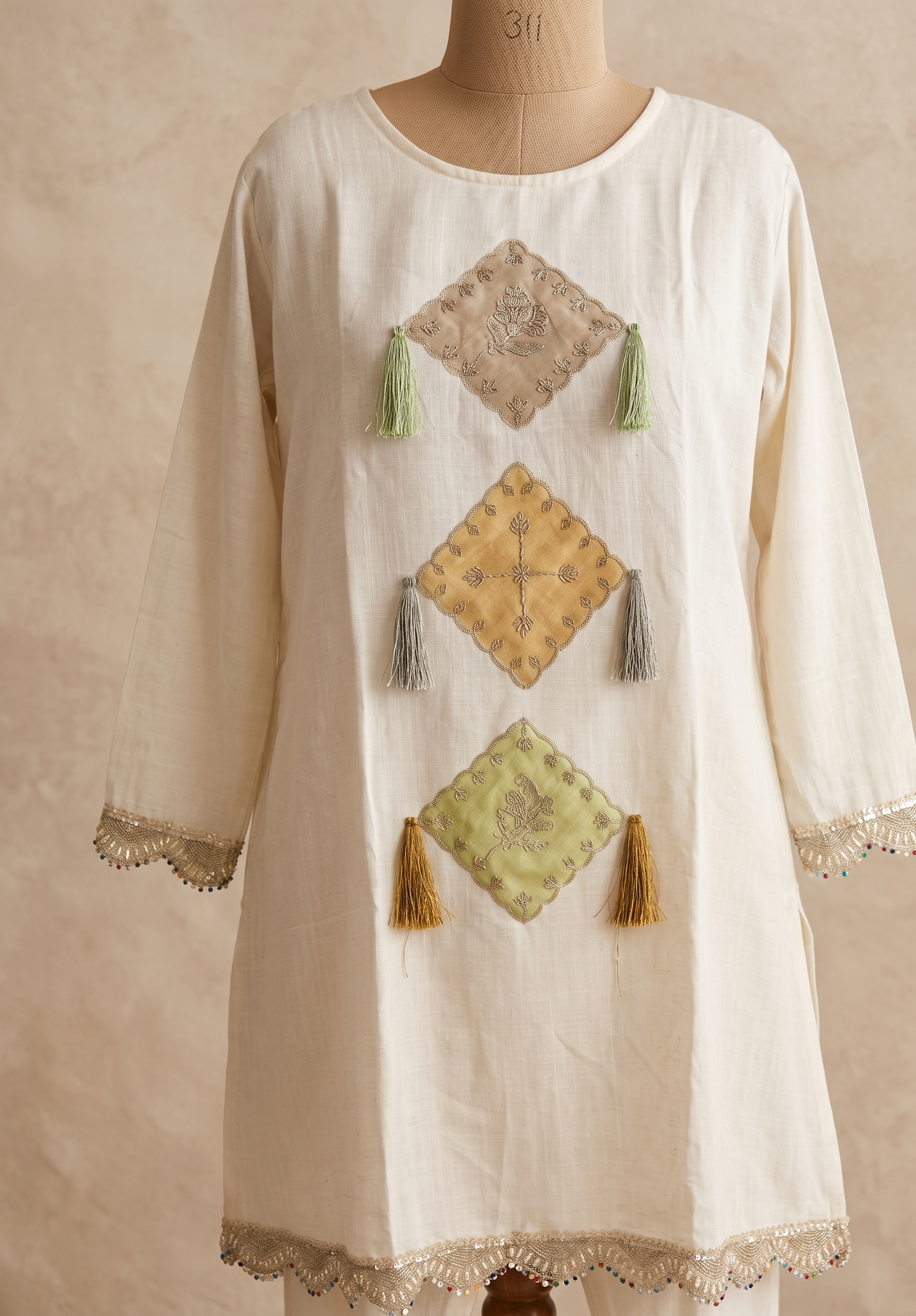 Ivory Noor patch work Co-ord set