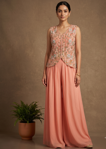 Dusty Pink Sharara Three Piece Set