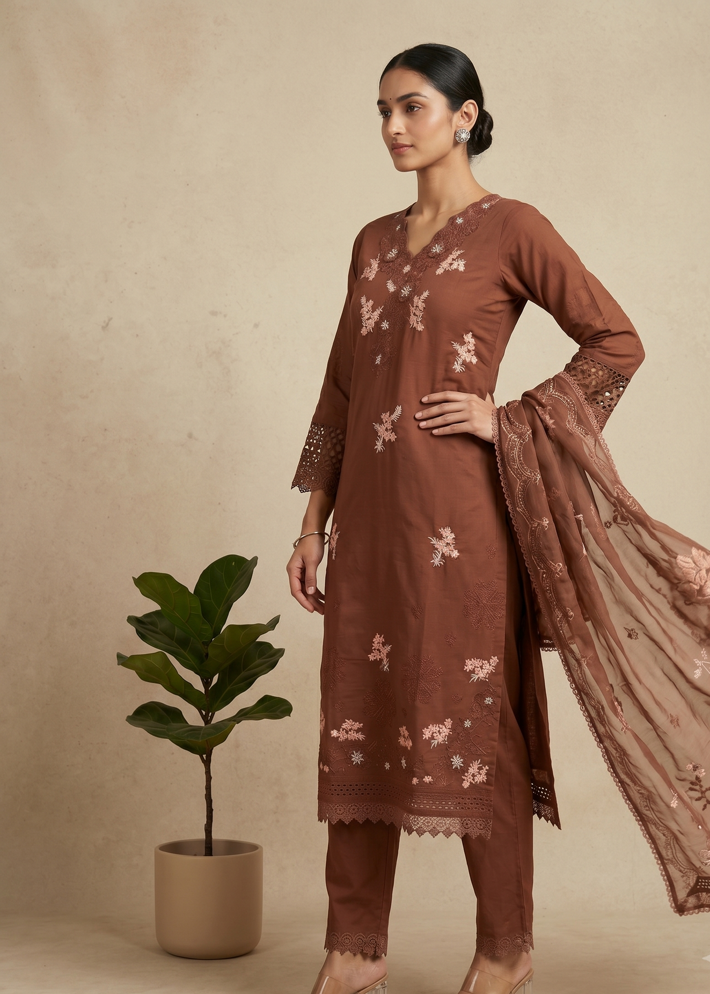Brown Zainab Pakistani suit set