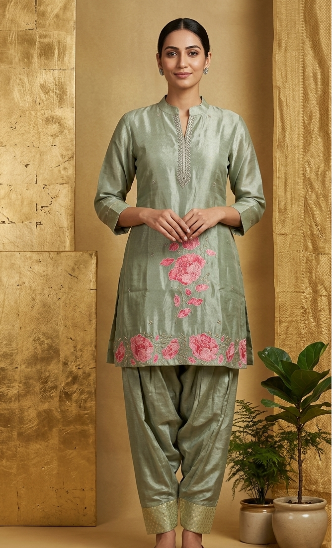 Zara Greeb Farshi Salwar Suit Set With Dupatta