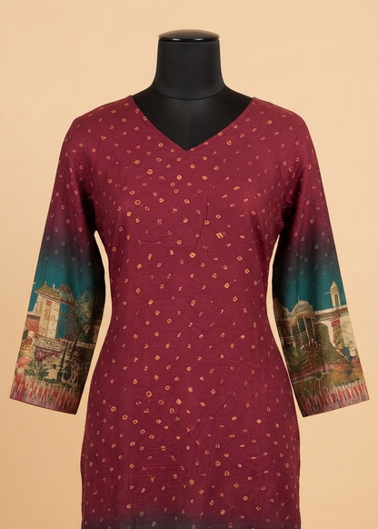 Maroon Brunda Soft Muslin Kurta Bottom - set of 2