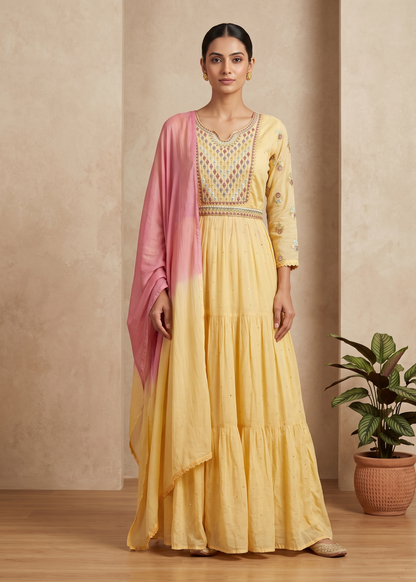 Yellow Nyra Cut Mulcotton Suit set - set of 3