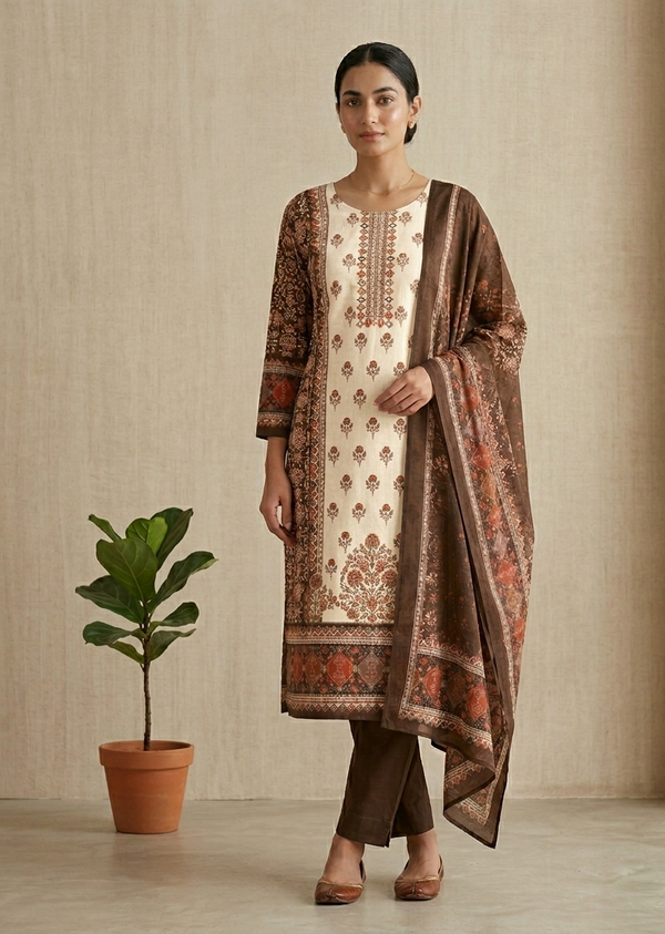 Charvi Brown cotton Suit Set - Best seller