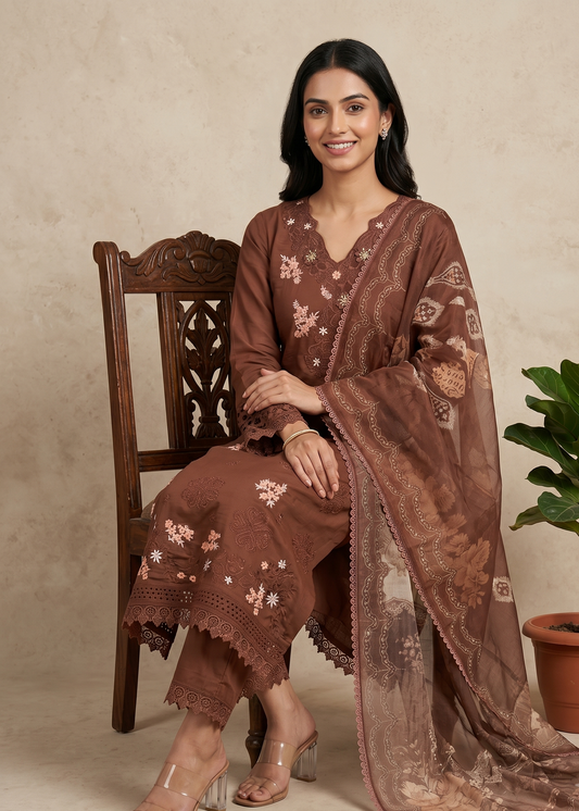 Brown Zainab Pakistani suit set
