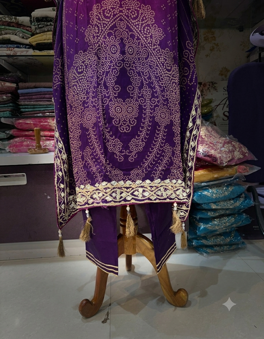 Purple Urvi Crepe Kaftan set - set of 2