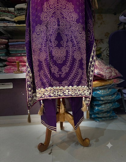 Purple Urvi Crepe Kaftan set - set of 2