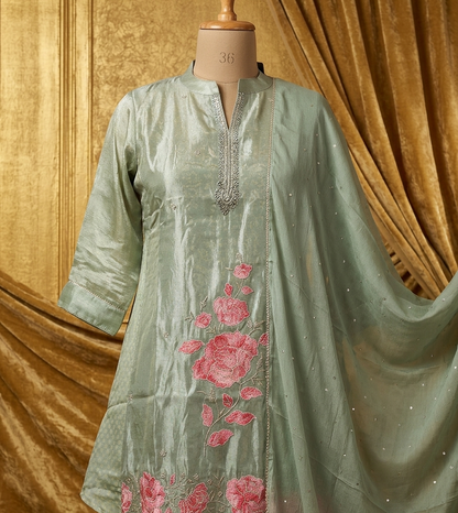 Zara Greeb Farshi Salwar Suit Set With Dupatta