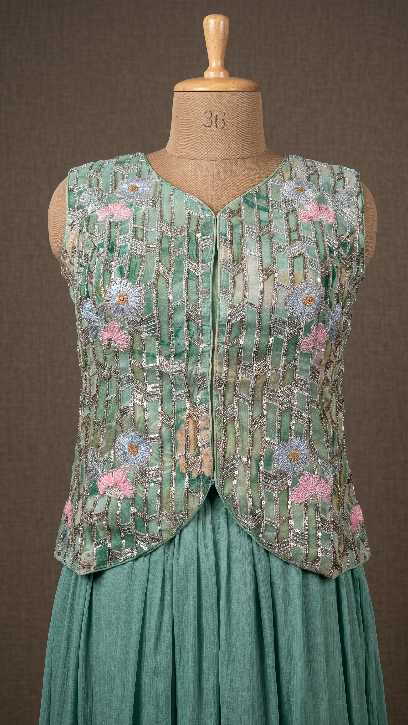Mint Green Sharara Three Piece Set
