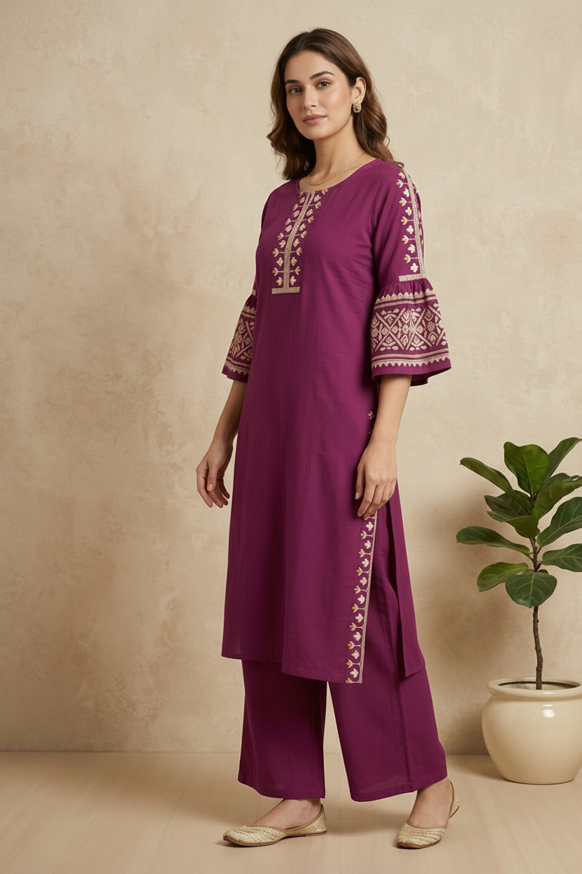 Magenta Elina Flex cotton Kurta Set