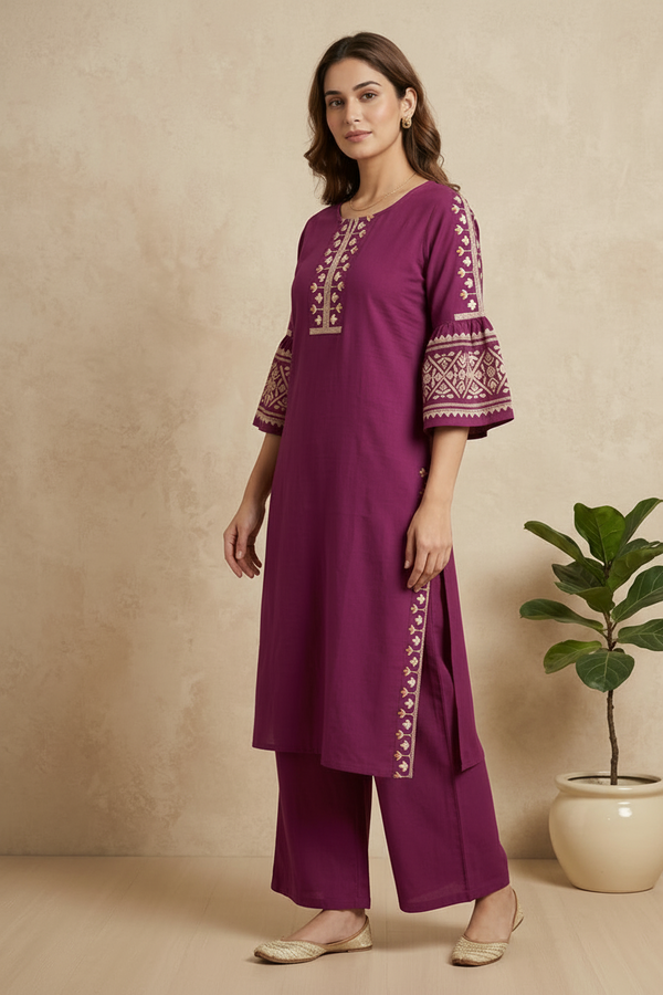 Magenta Elina Flex cotton Kurta Set