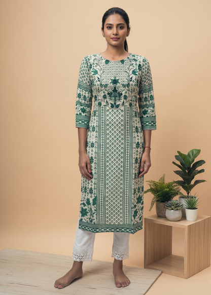 Green Anula Tussar Handcrafted Kurta