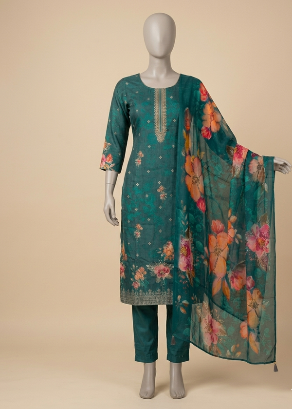 Green Iyla Banarasi Border Silk Suit set