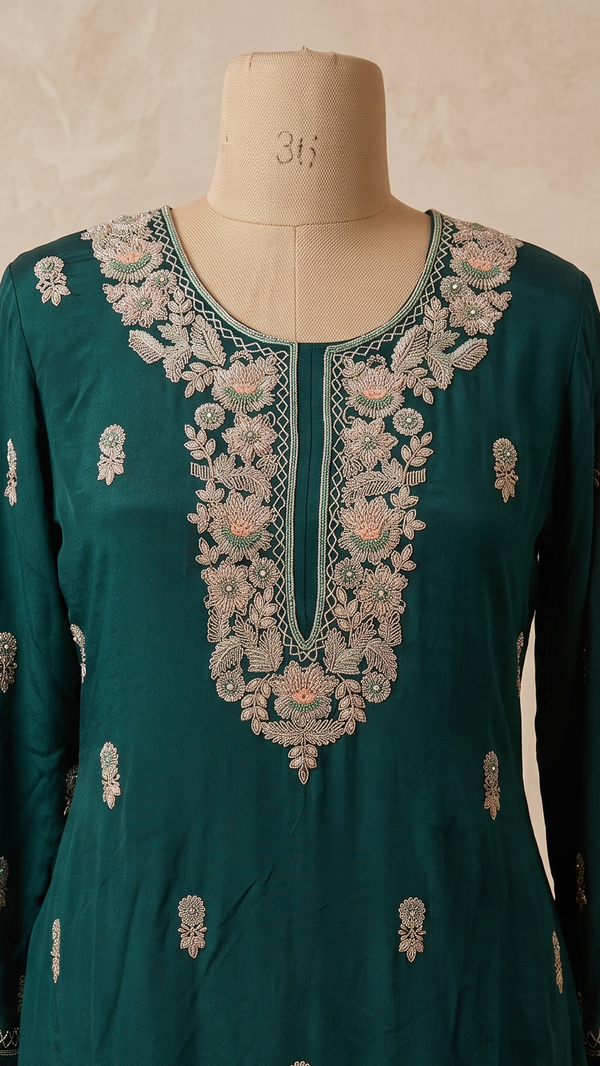 Green Niya Sharara With Dupatta -Set of 3