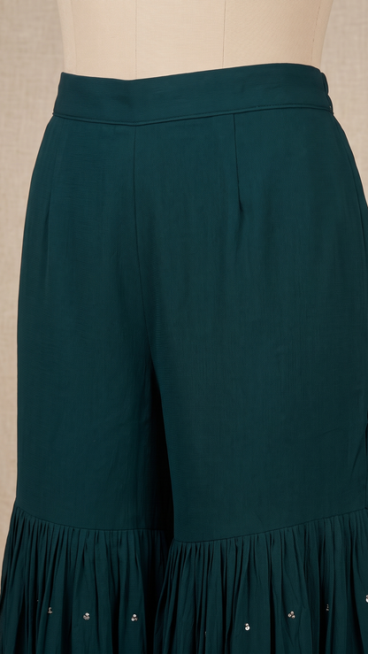 Green Niya Sharara With Dupatta -Set of 3