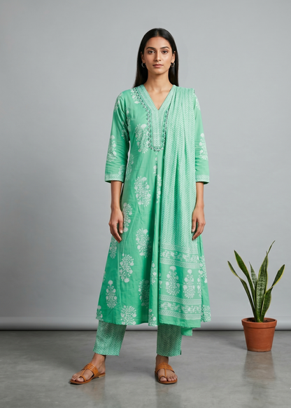Green Yuvi Anarkali suit set