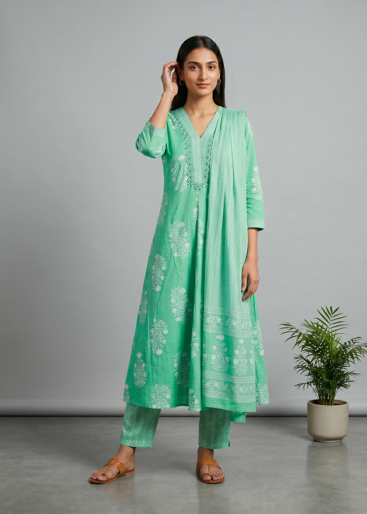Green Yuvi Anarkali suit set