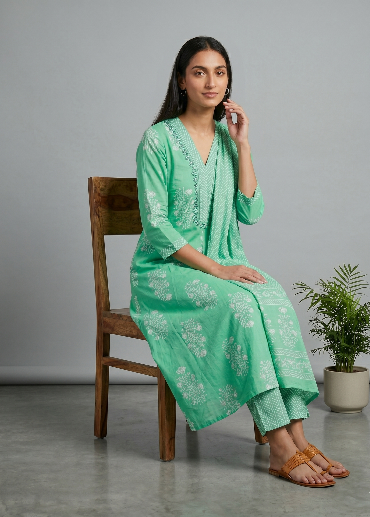 Green Yuvi Anarkali suit set
