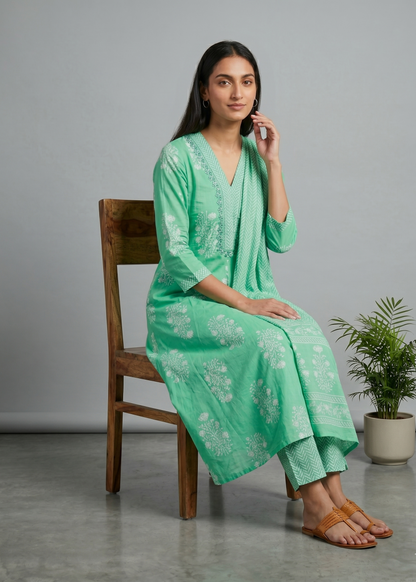 Green Yuvi Anarkali suit set