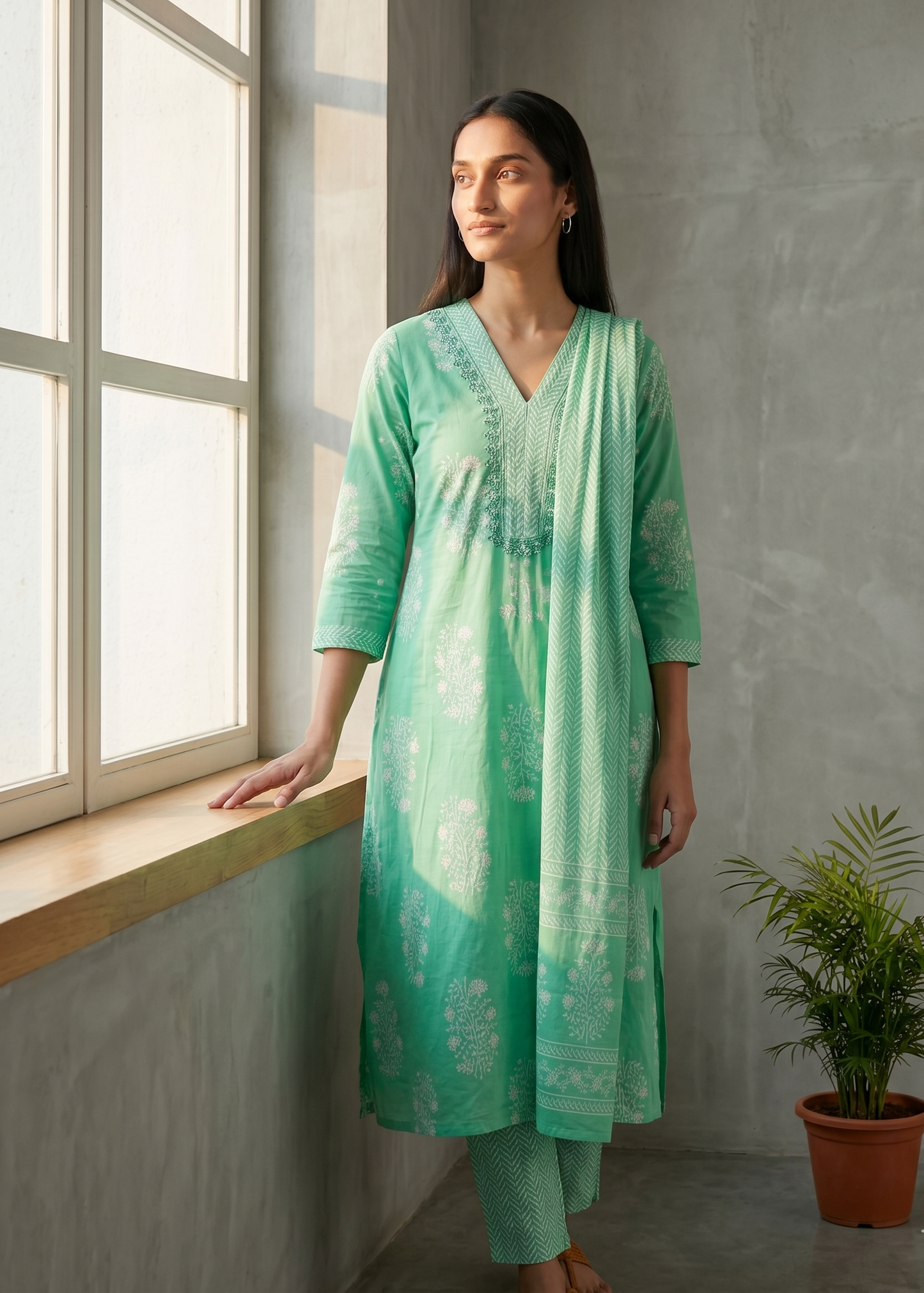Green Yuvi Anarkali suit set
