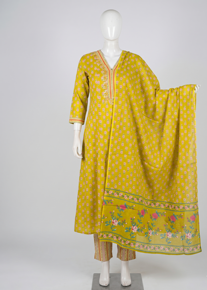 Greenish Yellow Fella Anarkali suit set