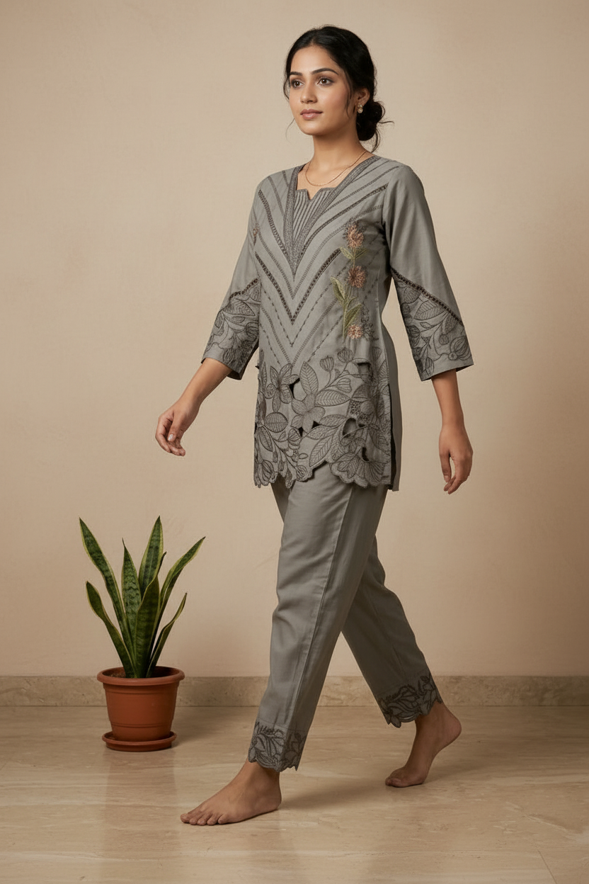 Grey cotton Co-ord set