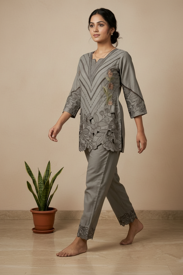 Grey cotton Co-ord set