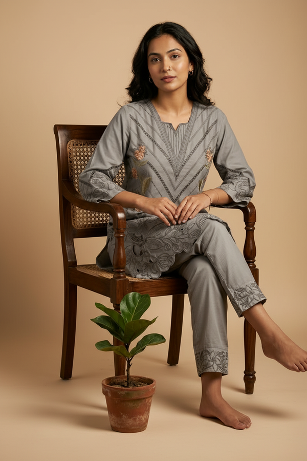 Grey cotton Co-ord set