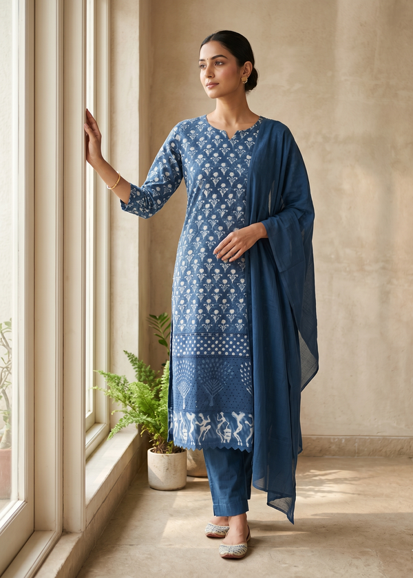 Shop Stylish Indigo Cotton Suit Sets for Women