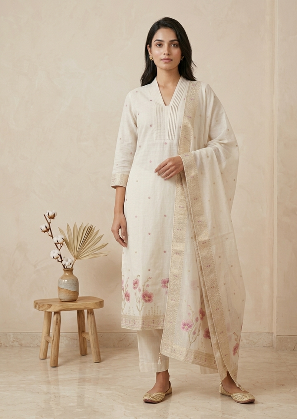 Off white Kumud cotton Suit Set